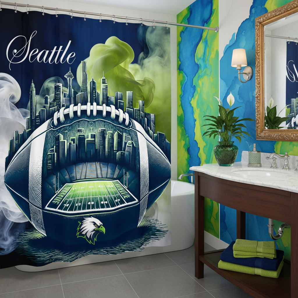 Copycat-Creations Seattle Football Shower Curtain