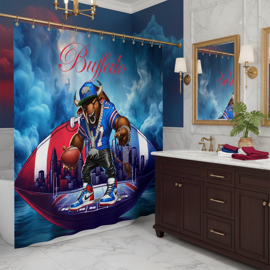 Copycat-Creations Buffalo Football Shower Curtain