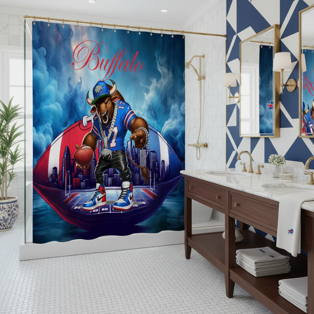 Copycat-Creations Buffalo Football Shower Curtain