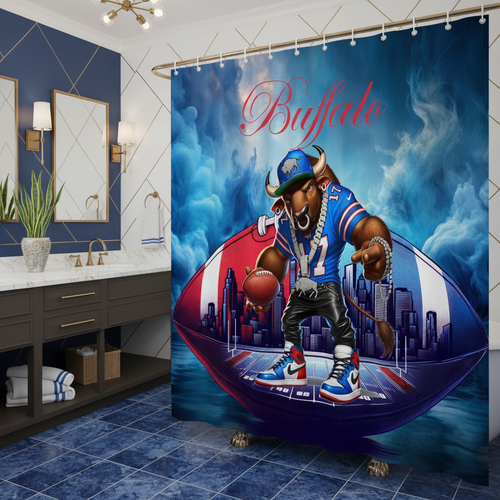 Copycat-Creations Buffalo Football Shower Curtain