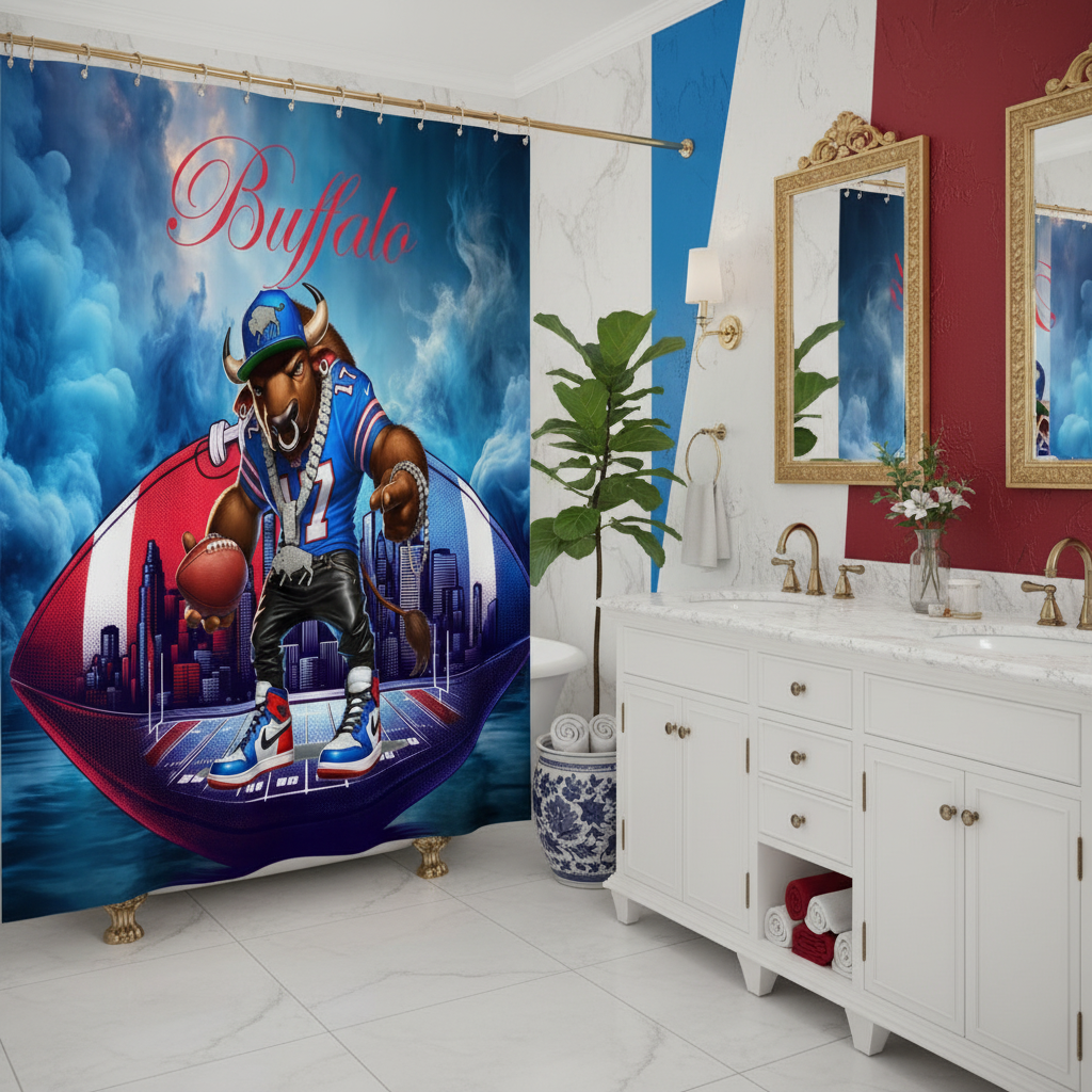 Copycat-Creations Buffalo Football Shower Curtain