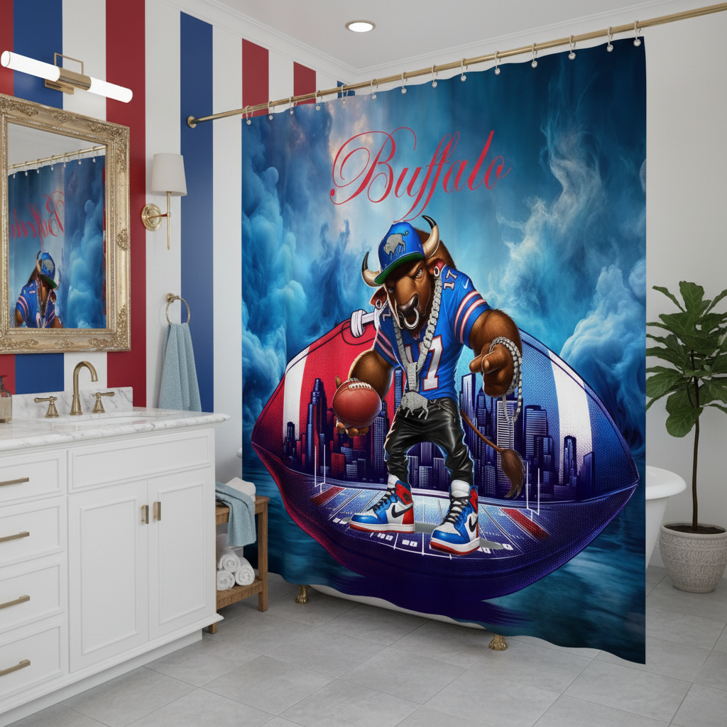 Copycat-Creations Buffalo Football Shower Curtain
