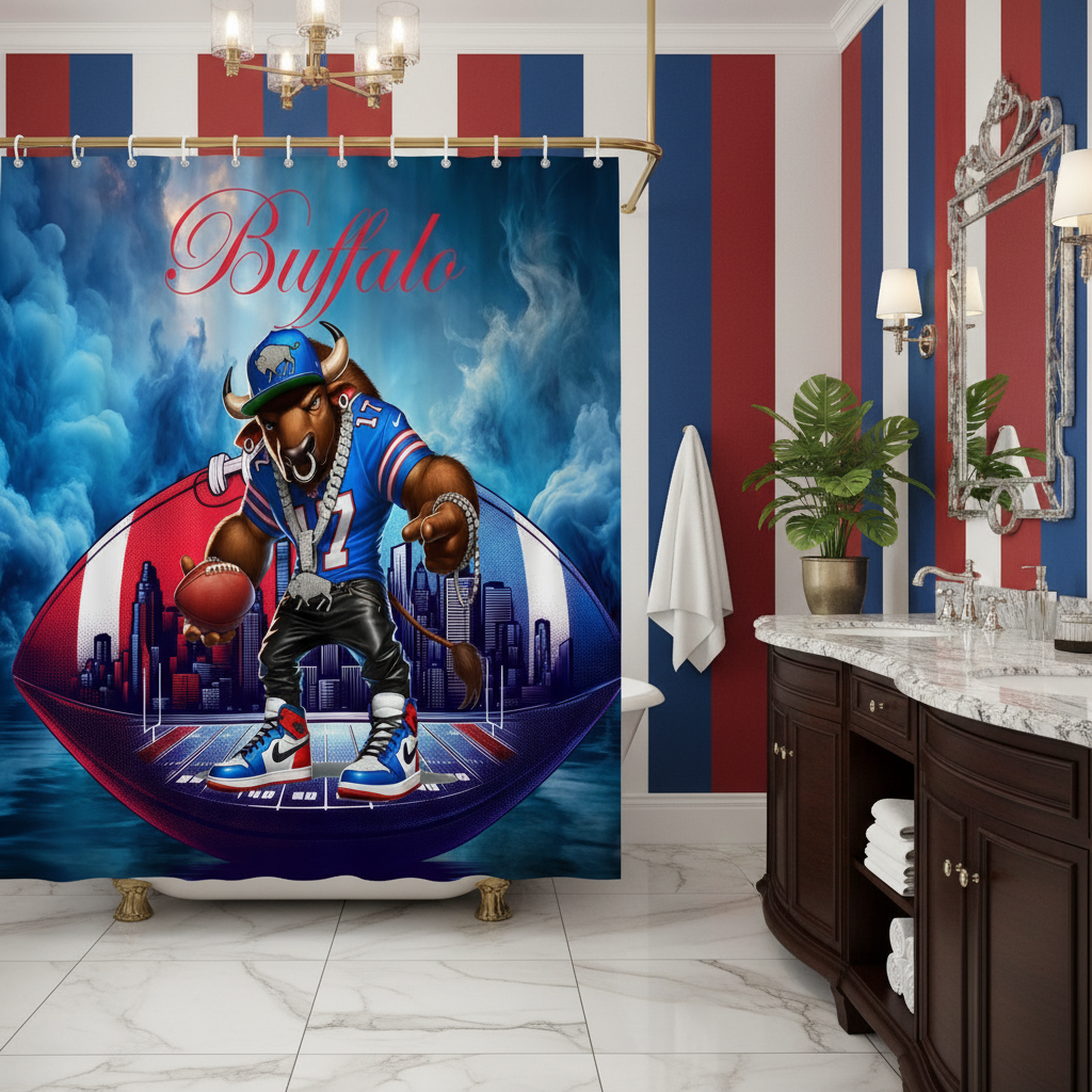 Copycat-Creations Buffalo Football Shower Curtain