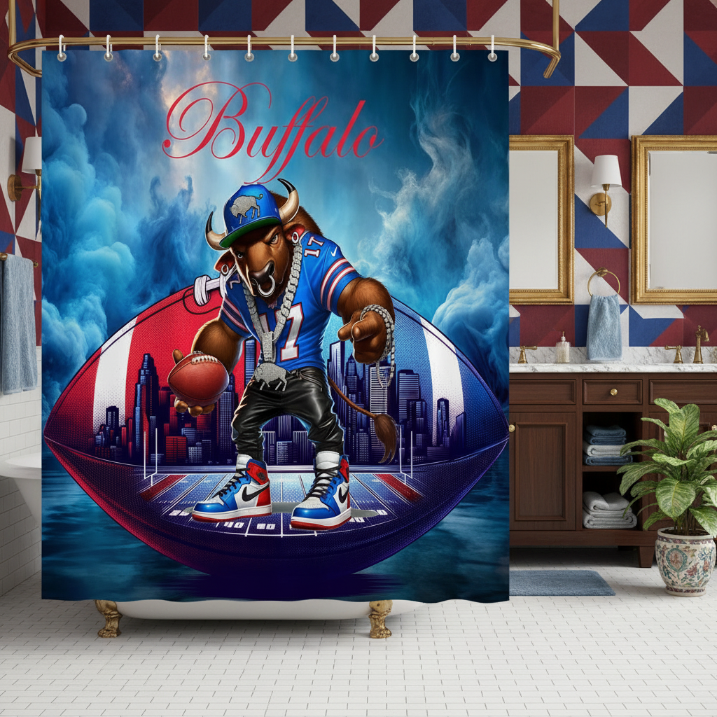 Copycat-Creations Buffalo Football Shower Curtain