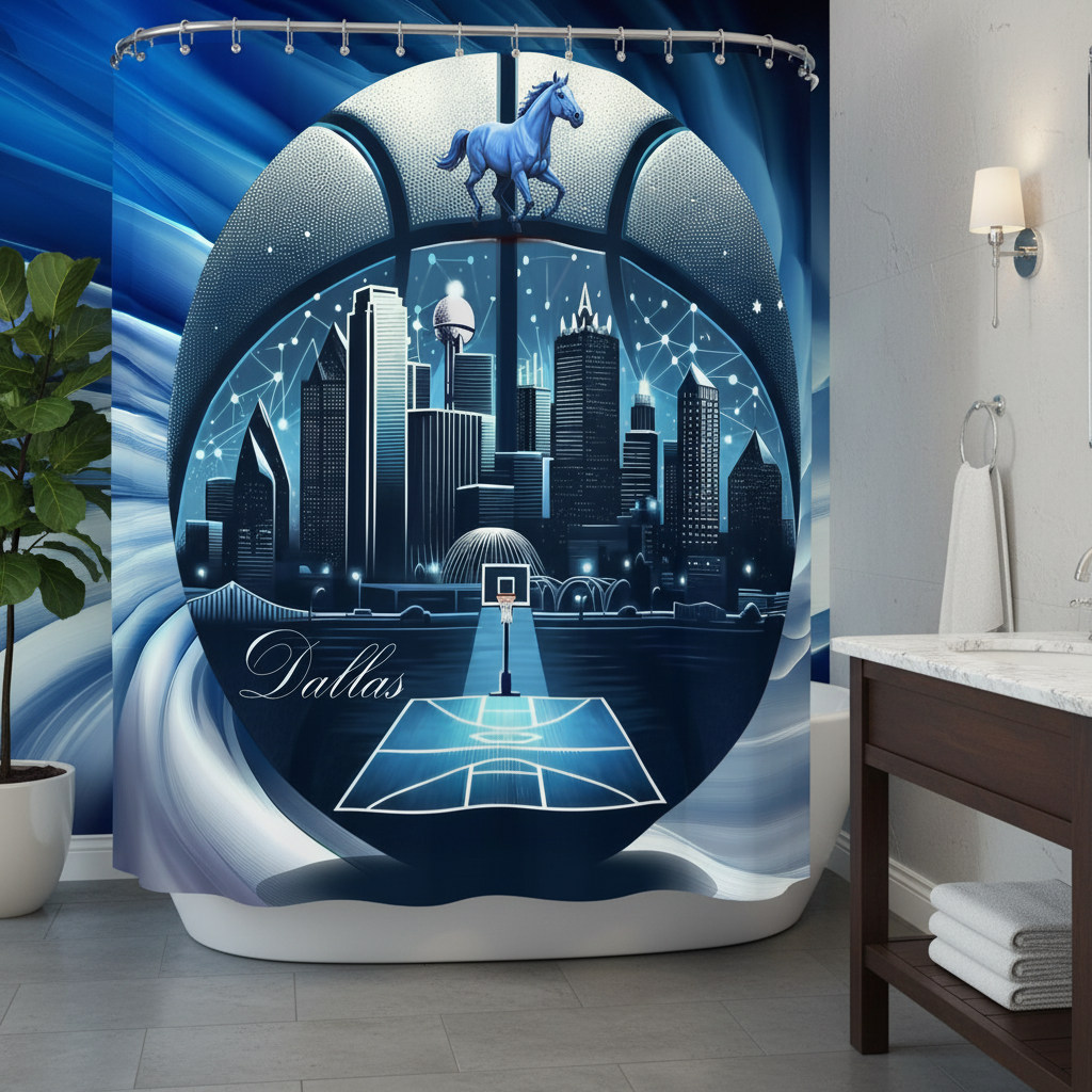 Copycat-Creations Dallas Basketball Shower Curtain