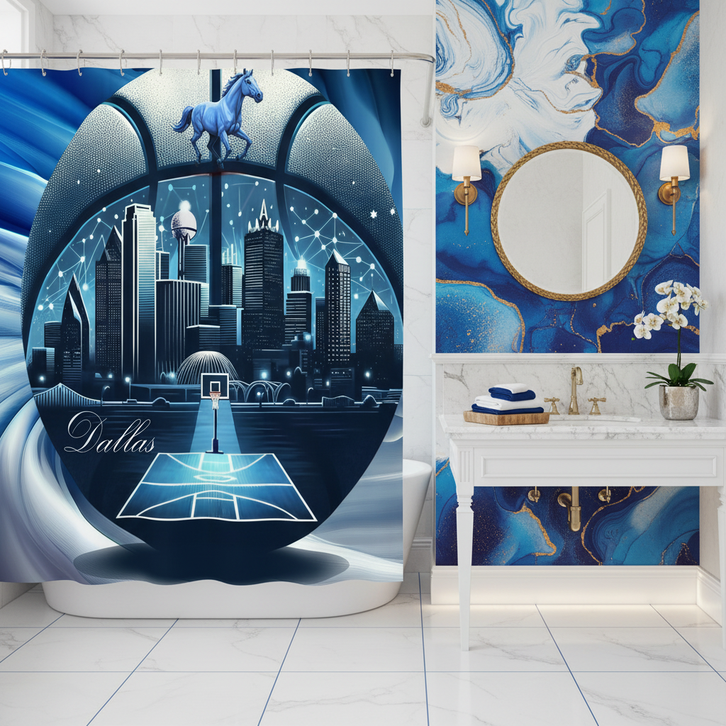 Copycat-Creations Dallas Basketball Shower Curtain