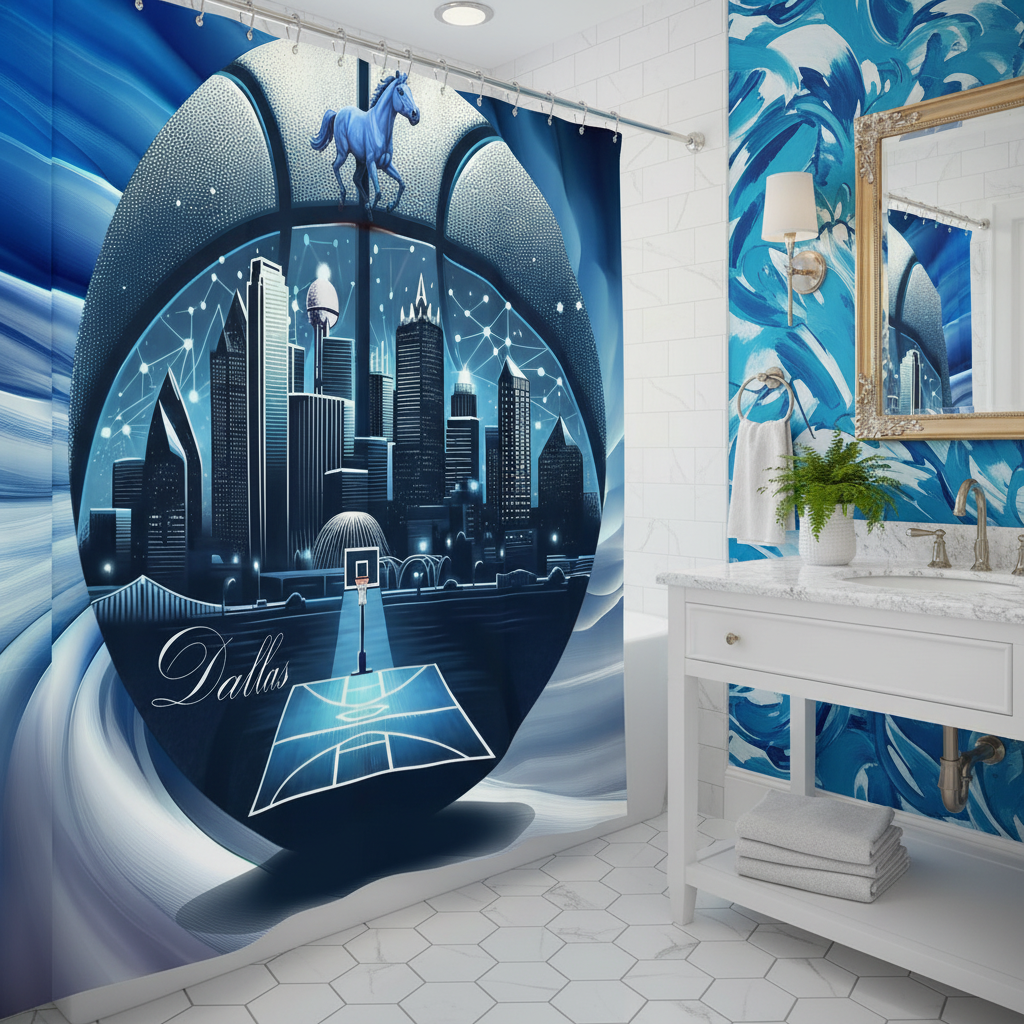 Copycat-Creations Dallas Basketball Shower Curtain