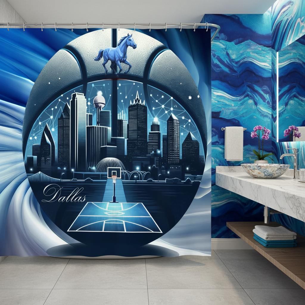 Copycat-Creations Dallas Basketball Shower Curtain