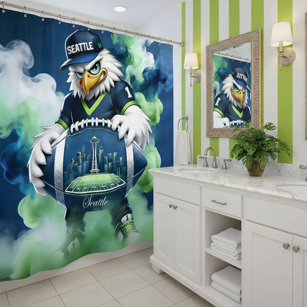 Copycat-Creations Seattle Football 2nd Edition Shower Curtain