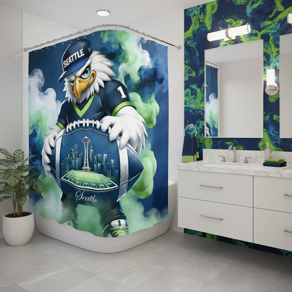 Copycat-Creations Seattle Football 2nd Edition Shower Curtain