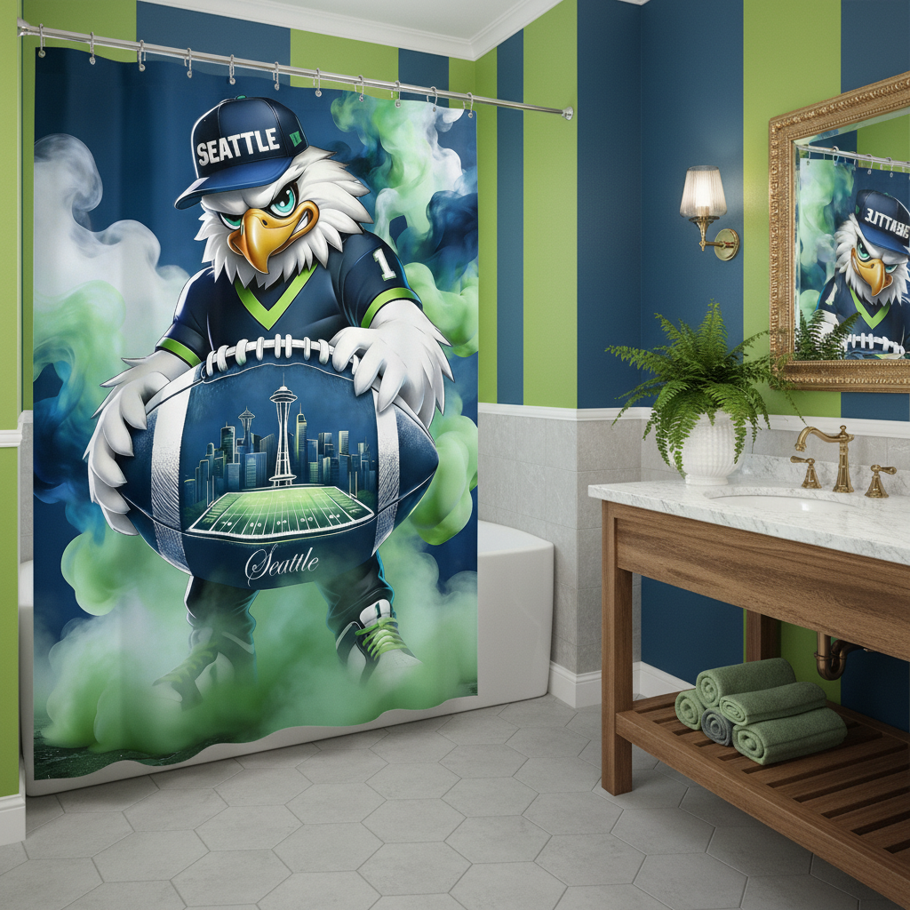 Copycat-Creations Seattle Football 2nd Edition Shower Curtain