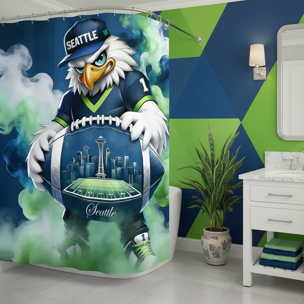 Copycat-Creations Seattle Football 2nd Edition Shower Curtain