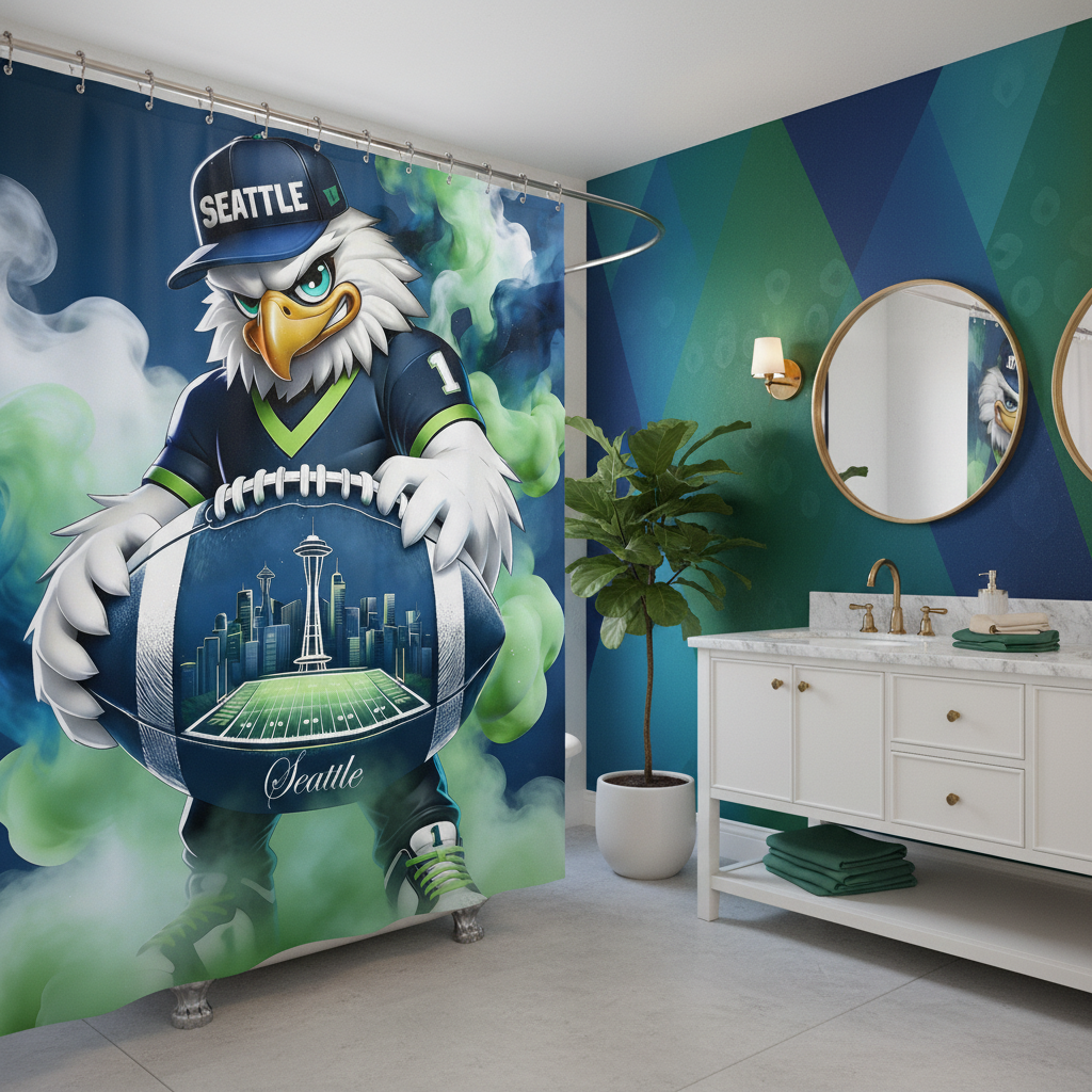 Copycat-Creations Seattle Football 2nd Edition Shower Curtain