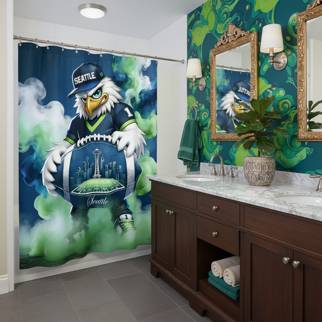 Copycat-Creations Seattle Football 2nd Edition Shower Curtain