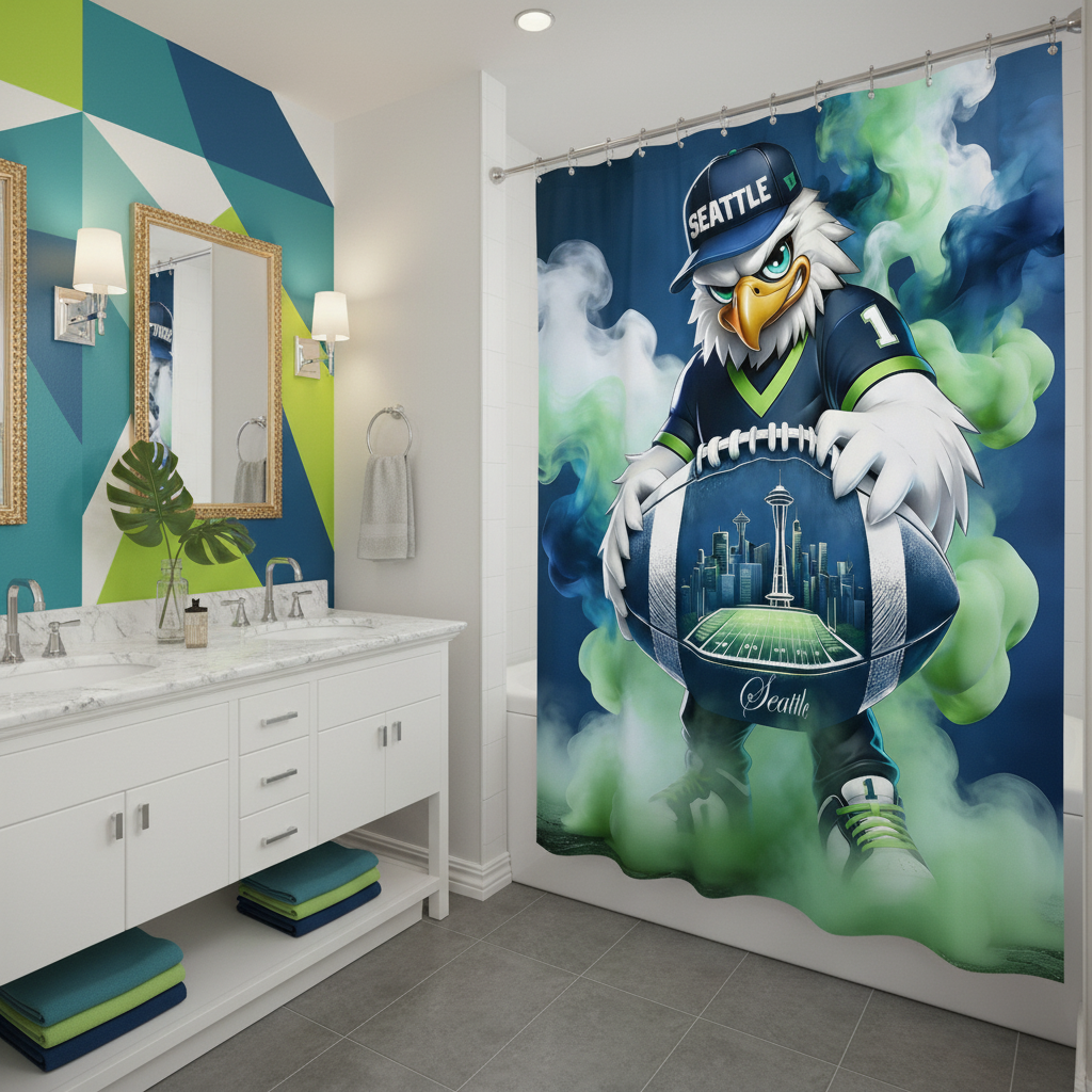 Copycat-Creations Seattle Football 2nd Edition Shower Curtain
