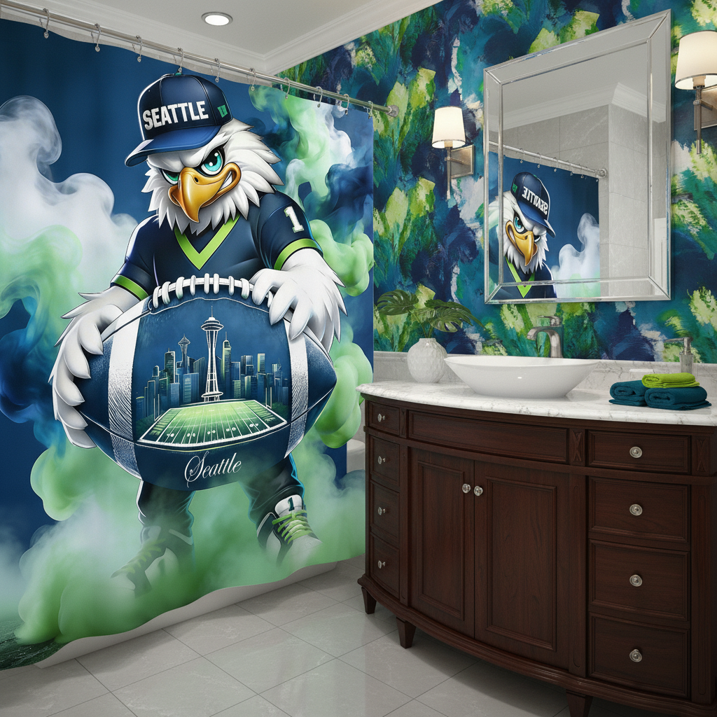 Copycat-Creations Seattle Football 2nd Edition Shower Curtain