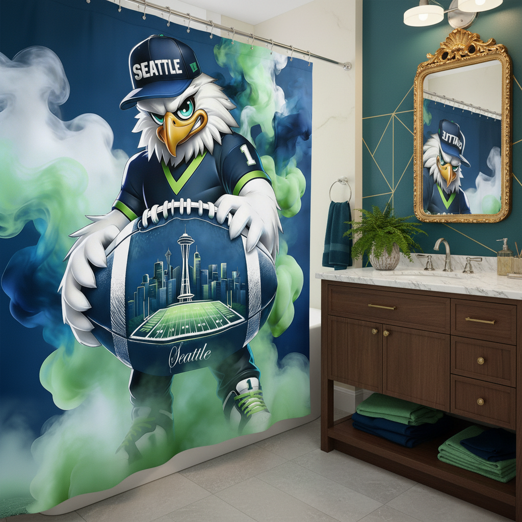 Copycat-Creations Seattle Football 2nd Edition Shower Curtain