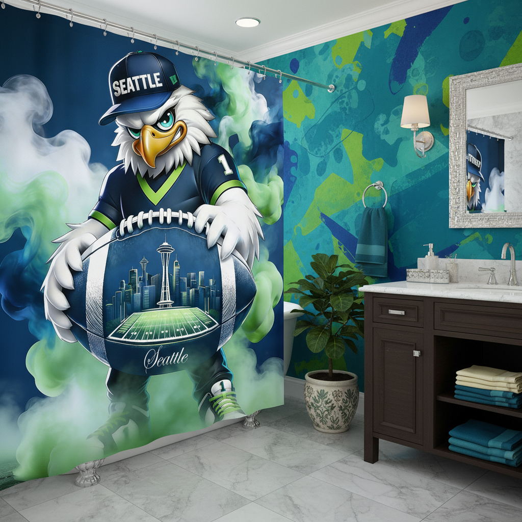 Copycat-Creations Seattle Football 2nd Edition Shower Curtain