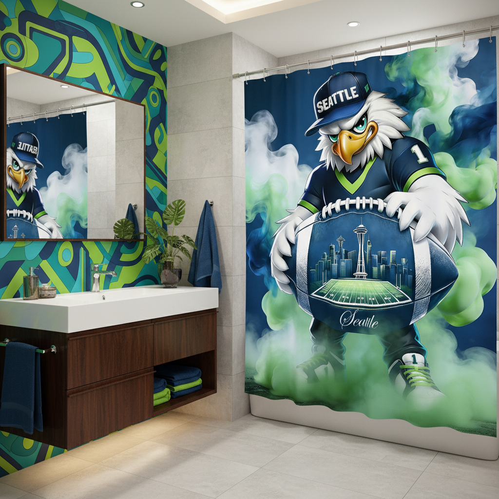 Copycat-Creations Seattle Football 2nd Edition Shower Curtain