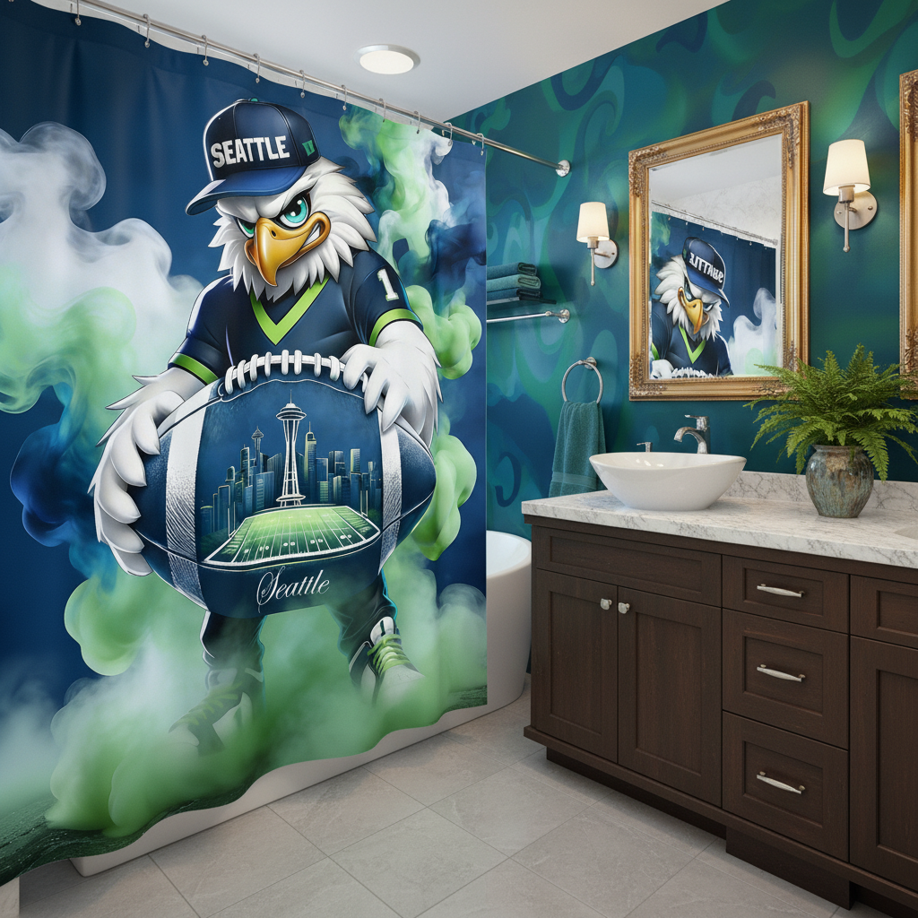 Copycat-Creations Seattle Football 2nd Edition Shower Curtain