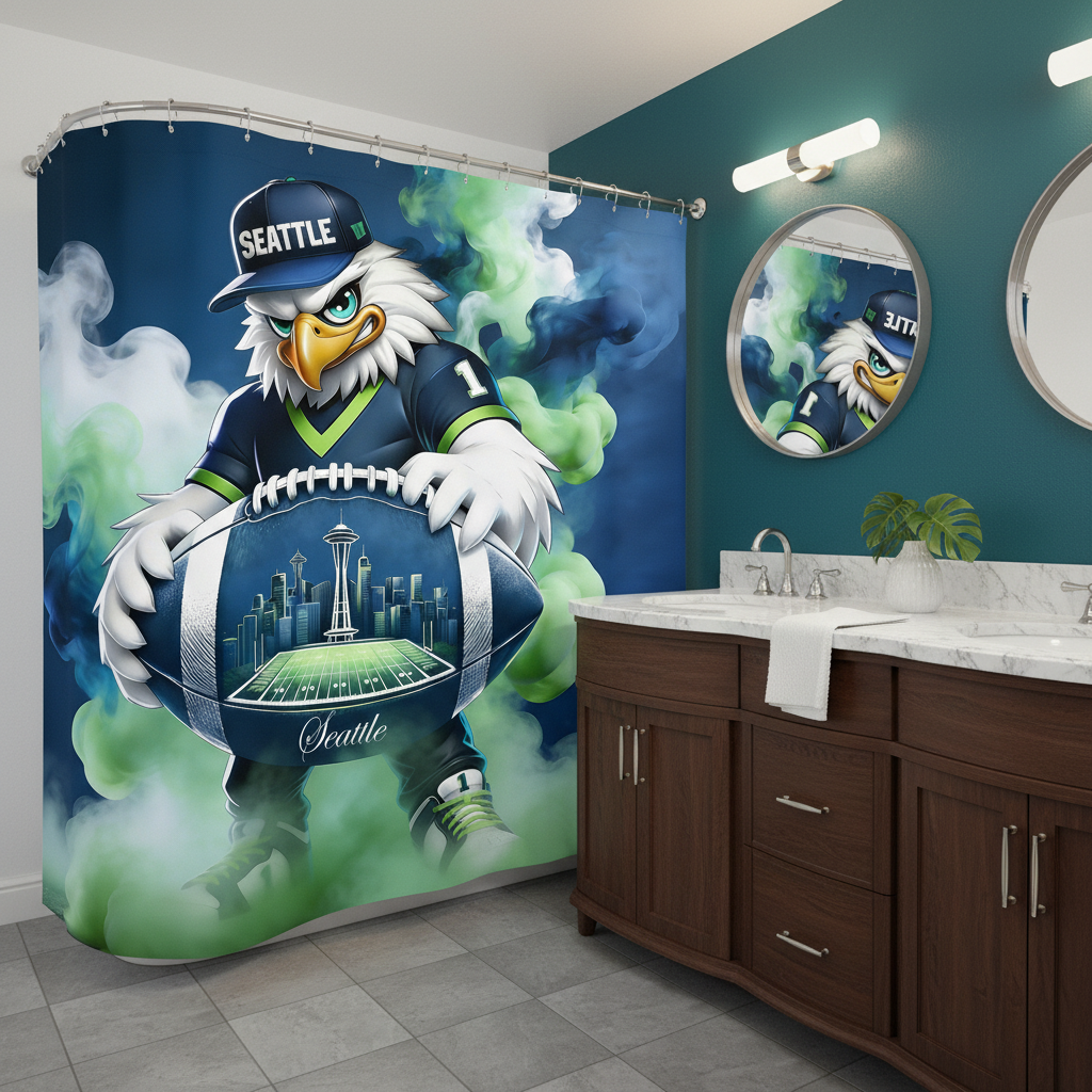 Copycat-Creations Seattle Football 2nd Edition Shower Curtain