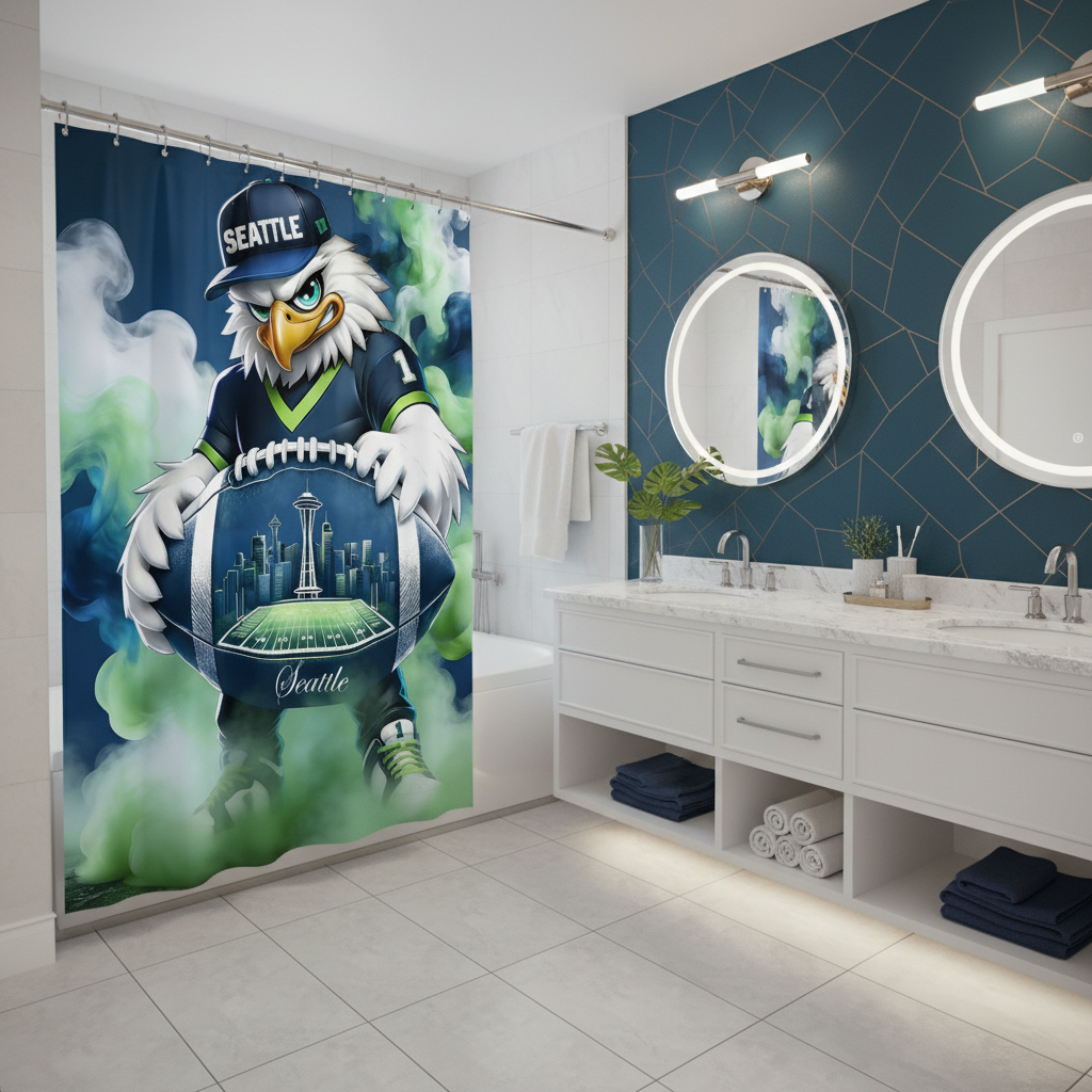 Copycat-Creations Seattle Football 2nd Edition Shower Curtain