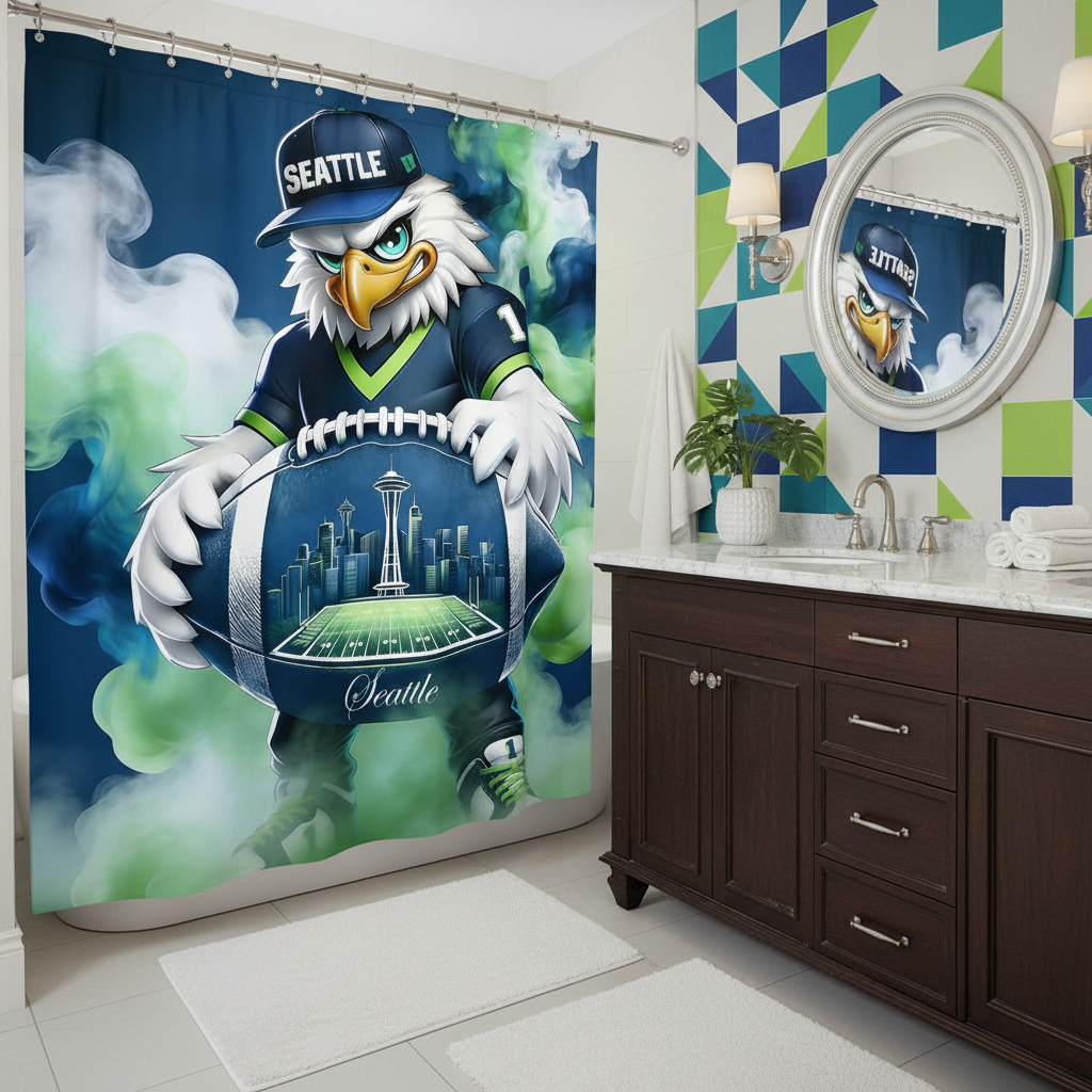 Copycat-Creations Seattle Football 2nd Edition Shower Curtain