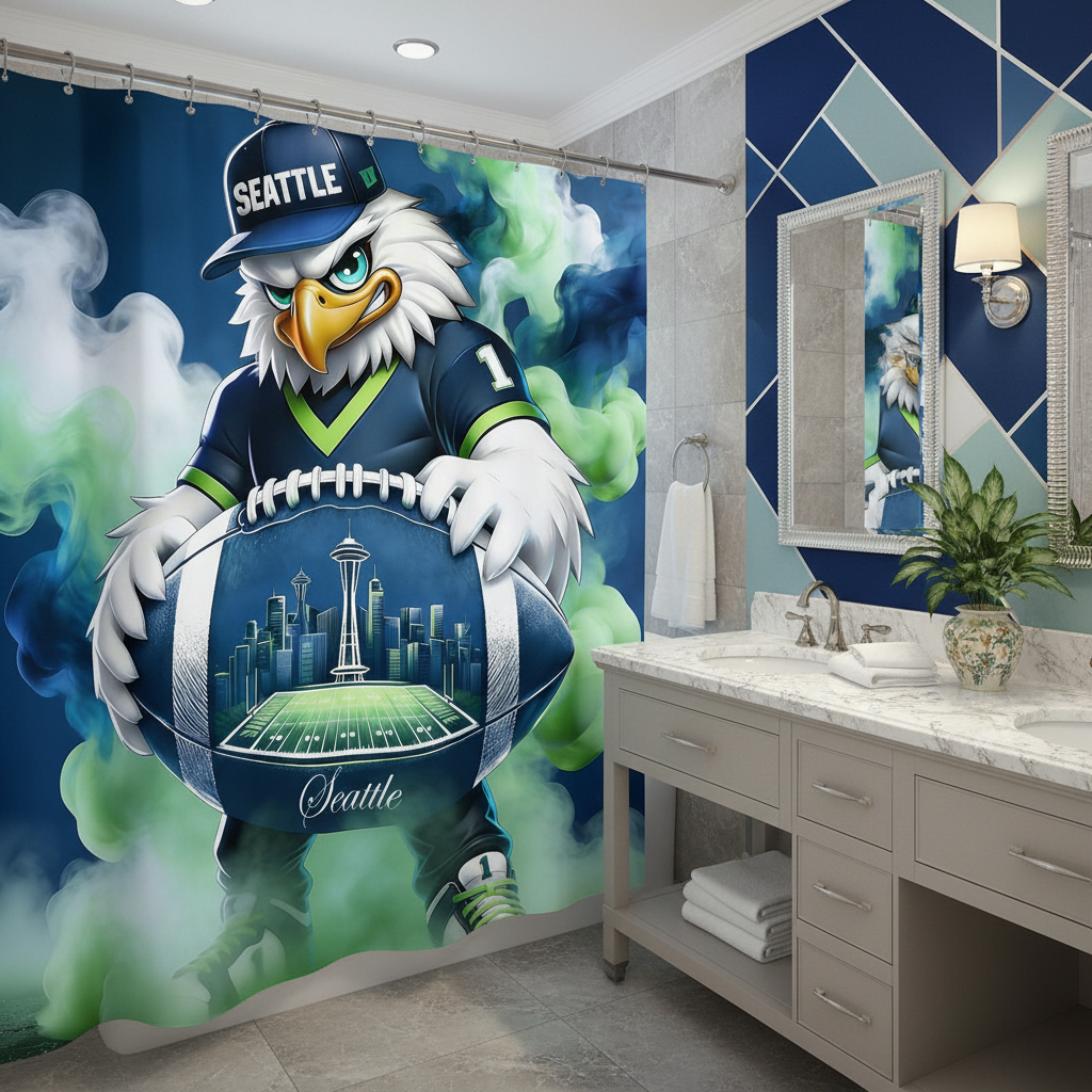 Copycat-Creations Seattle Football 2nd Edition Shower Curtain