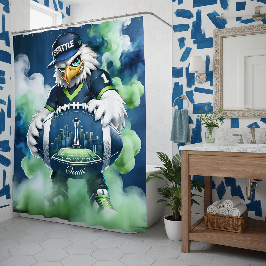 Copycat-Creations Seattle Football 2nd Edition Shower Curtain