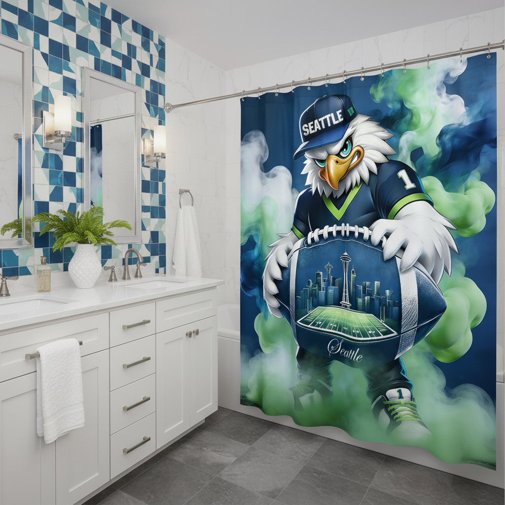Copycat-Creations Seattle Football 2nd Edition Shower Curtain