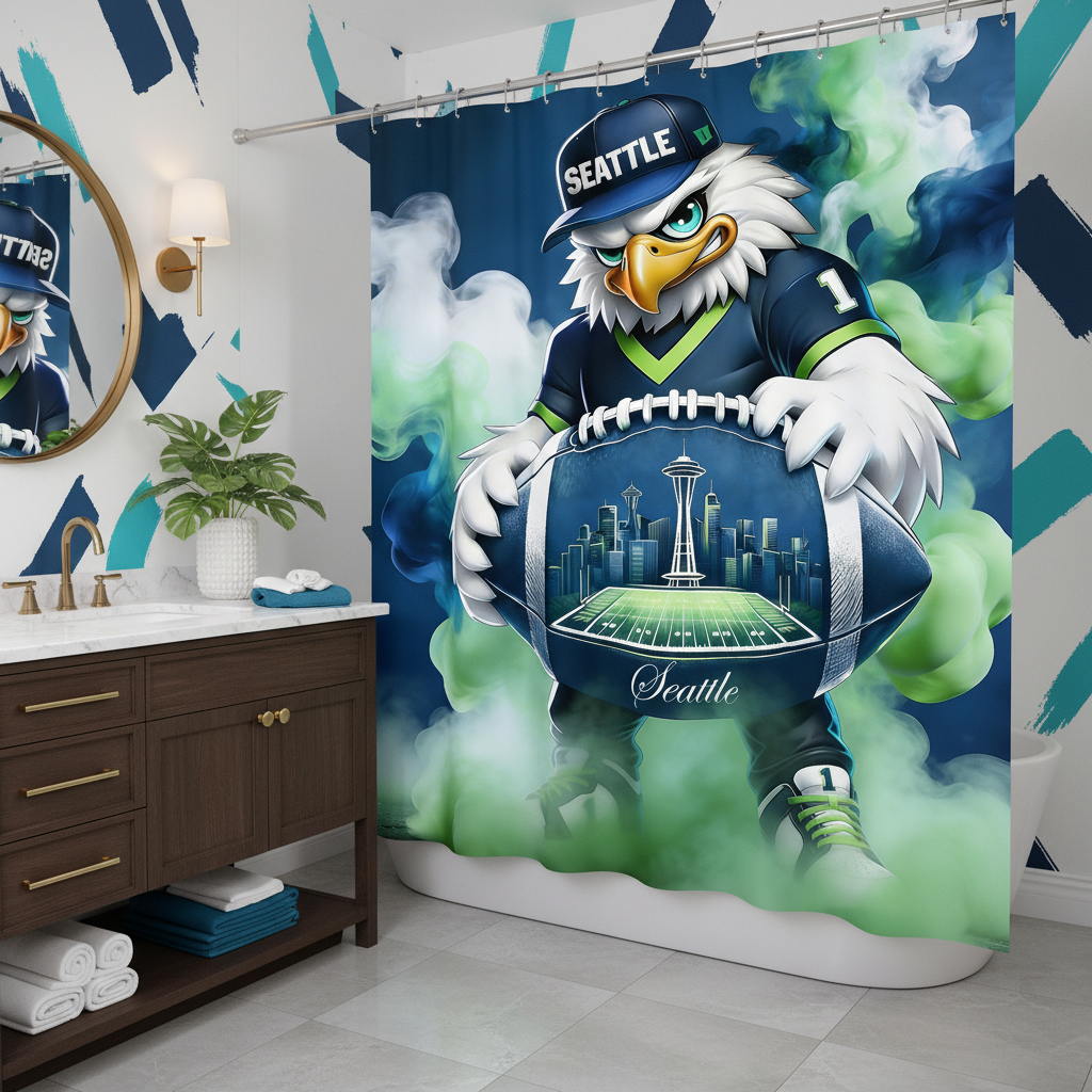 Copycat-Creations Seattle Football 2nd Edition Shower Curtain
