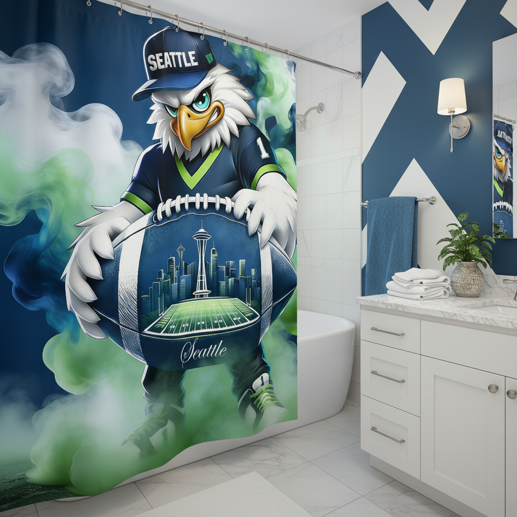 Copycat-Creations Seattle Football 2nd Edition Shower Curtain