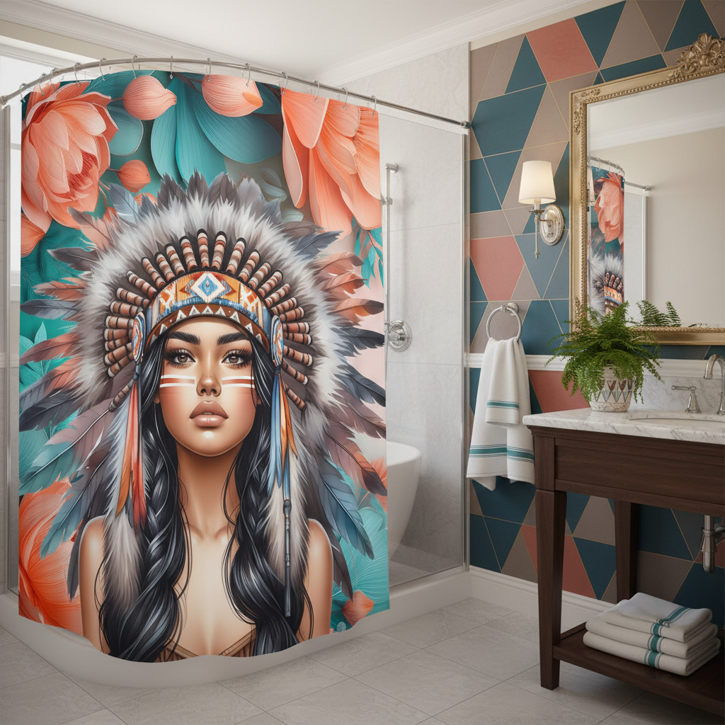 Copycat-Creations Indigenous Goddess Shower Curtain