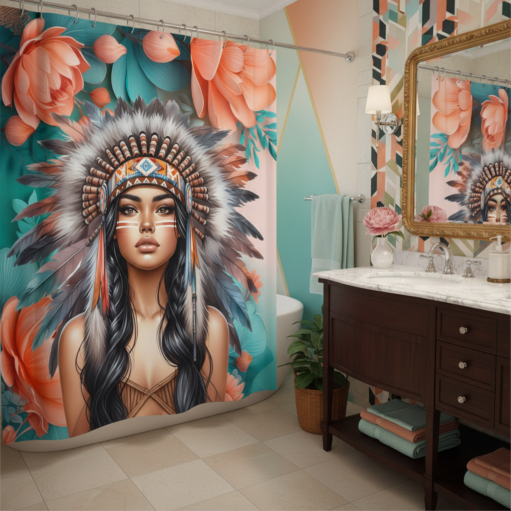 Copycat-Creations Indigenous Goddess Shower Curtain
