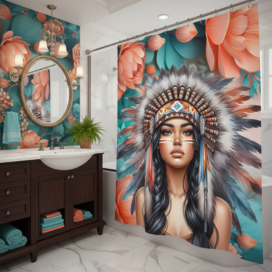 Copycat-Creations Indigenous Goddess Shower Curtain