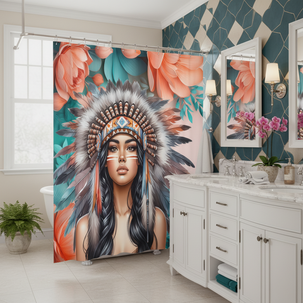 Copycat-Creations Indigenous Goddess Shower Curtain