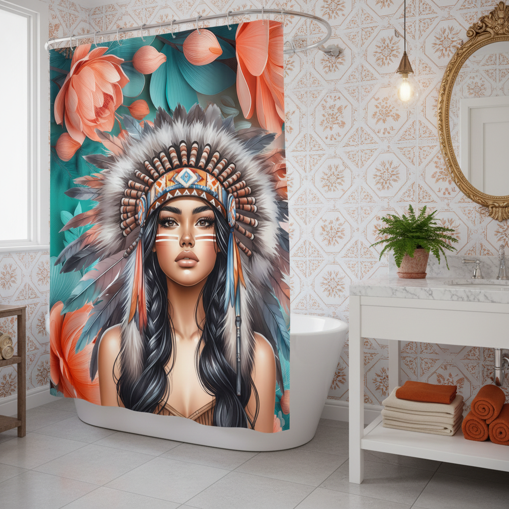 Copycat-Creations Indigenous Goddess Shower Curtain