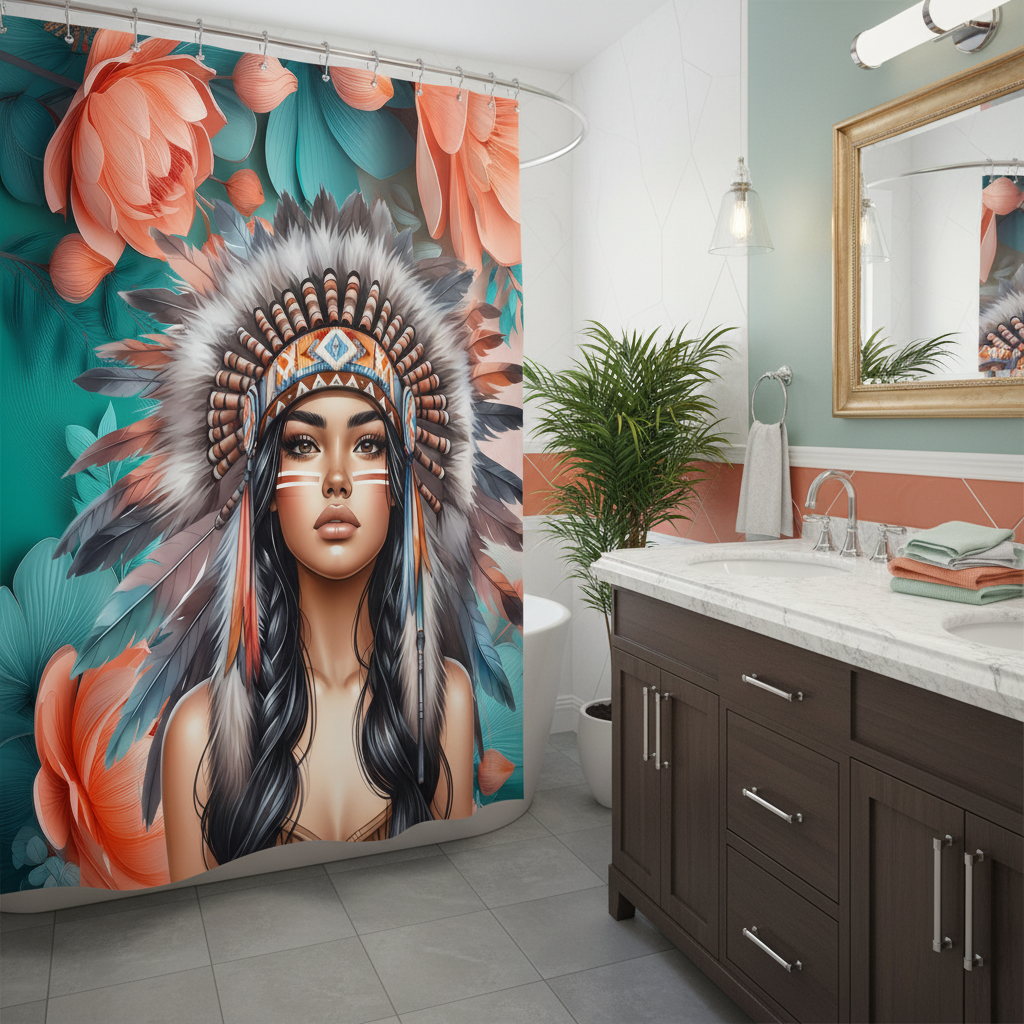 Copycat-Creations Indigenous Goddess Shower Curtain