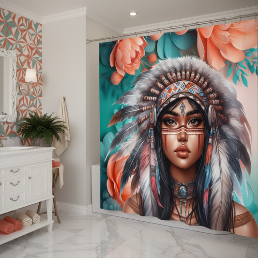Copycat-Creations 2nd Edition Indigenous Goddess Shower Curtain