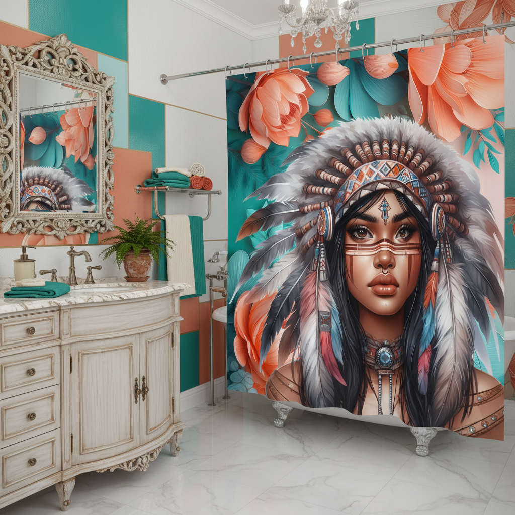 Copycat-Creations 2nd Edition Indigenous Goddess Shower Curtain