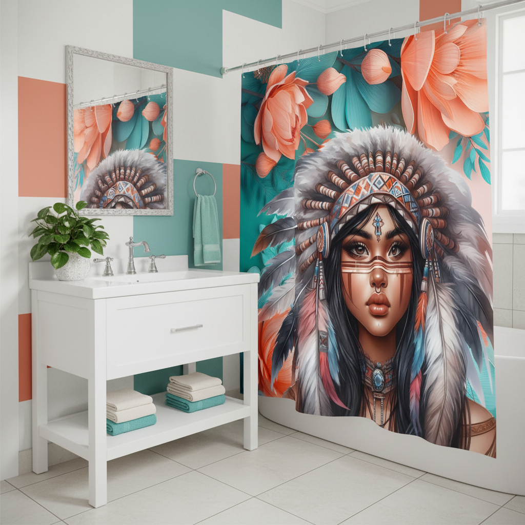 Copycat-Creations 2nd Edition Indigenous Goddess Shower Curtain