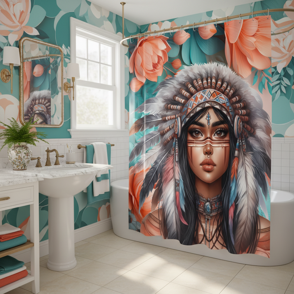 Copycat-Creations 2nd Edition Indigenous Goddess Shower Curtain