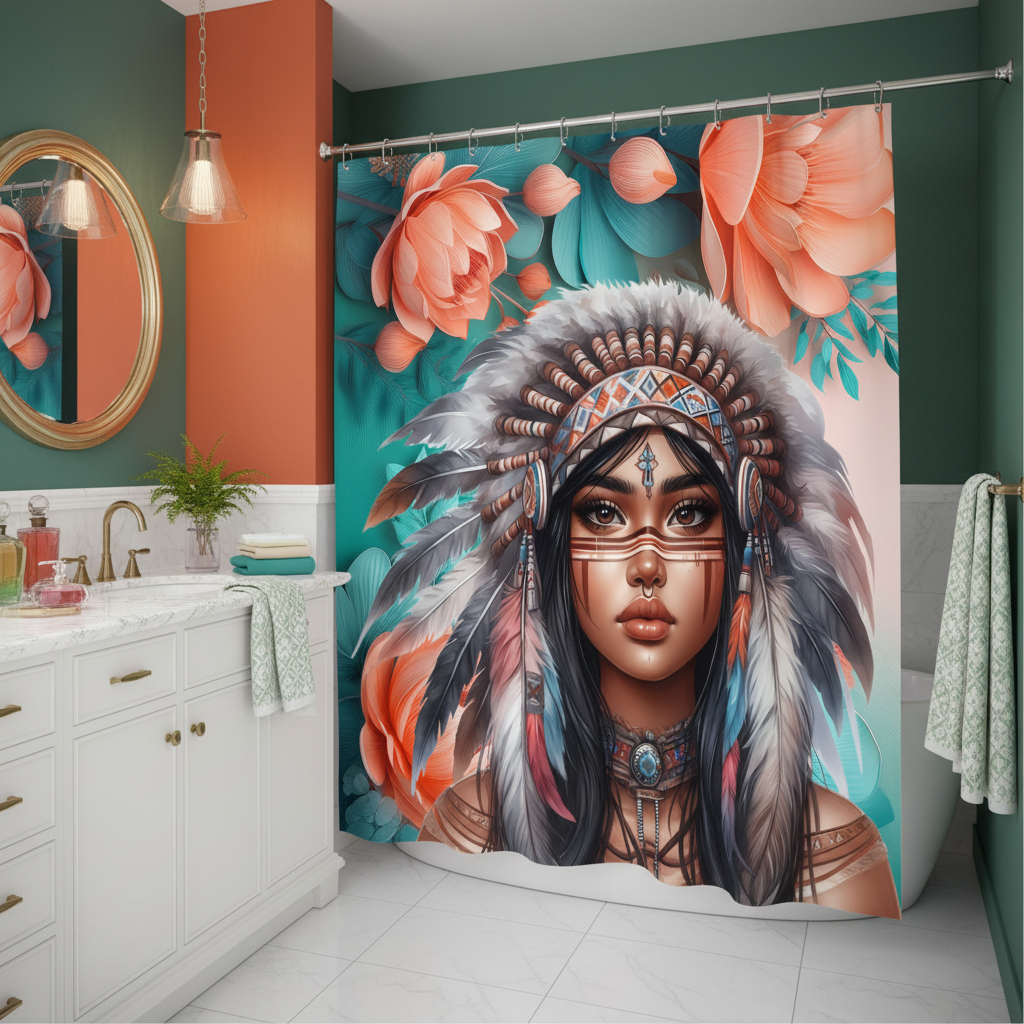 Copycat-Creations 2nd Edition Indigenous Goddess Shower Curtain