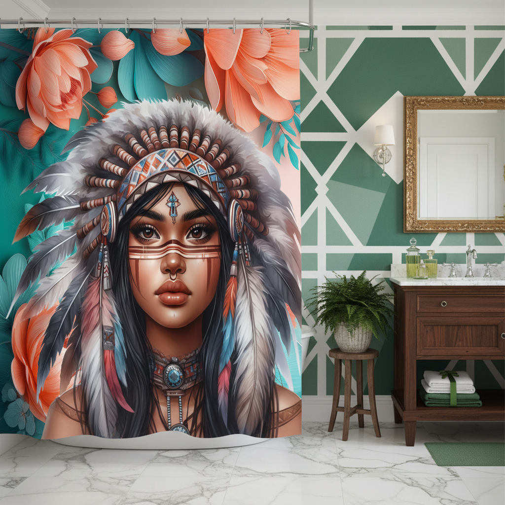 Copycat-Creations 2nd Edition Indigenous Goddess Shower Curtain
