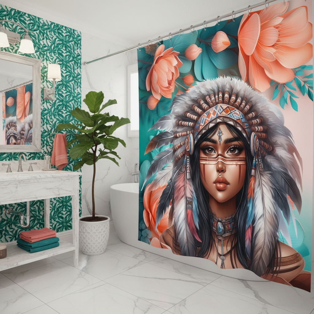 Copycat-Creations 2nd Edition Indigenous Goddess Shower Curtain