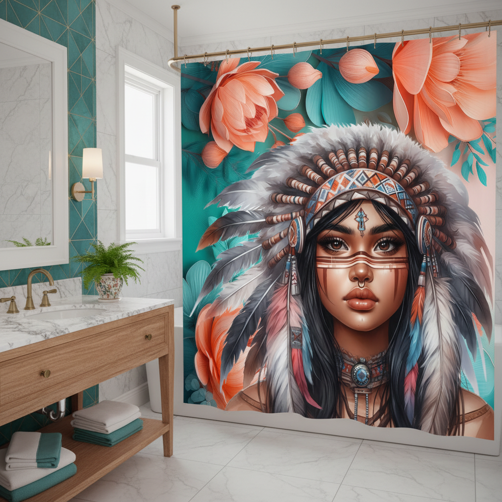 Copycat-Creations 2nd Edition Indigenous Goddess Shower Curtain