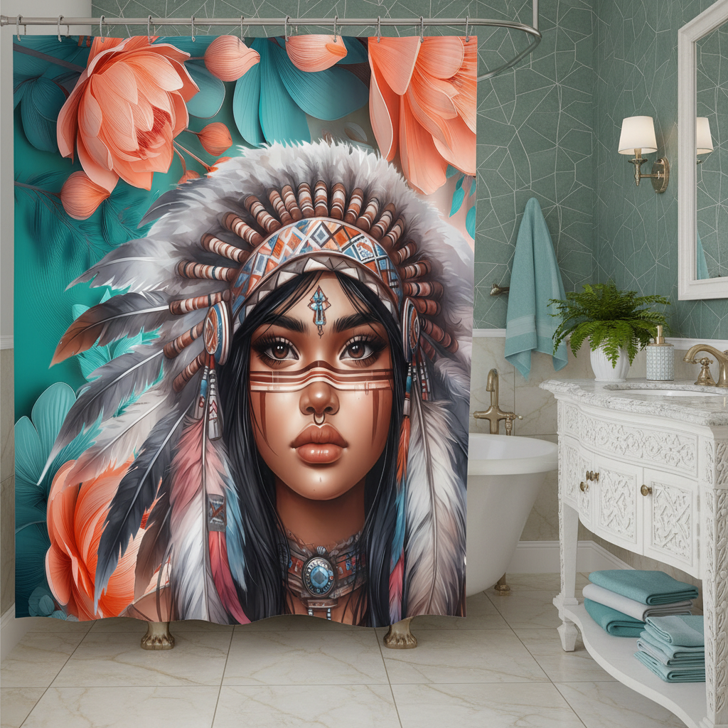 Copycat-Creations 2nd Edition Indigenous Goddess Shower Curtain