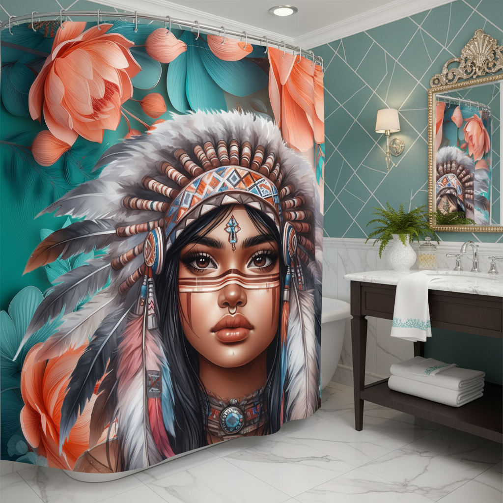 Copycat-Creations 2nd Edition Indigenous Goddess Shower Curtain