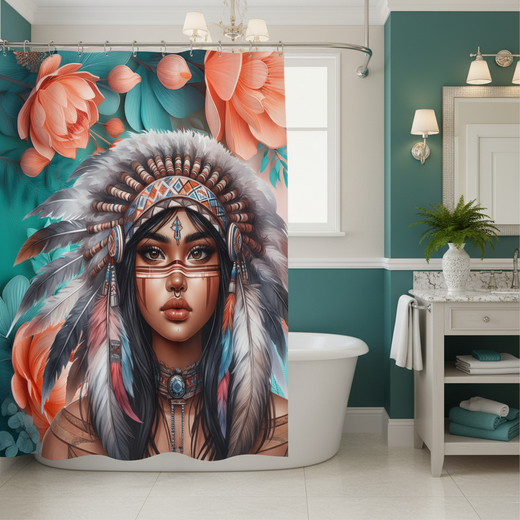 Copycat-Creations 2nd Edition Indigenous Goddess Shower Curtain