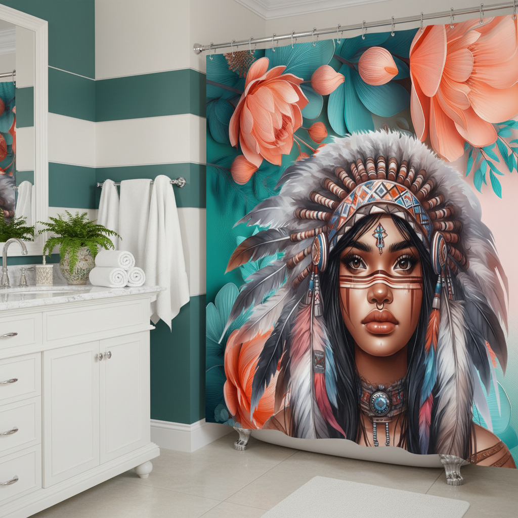 Copycat-Creations 2nd Edition Indigenous Goddess Shower Curtain